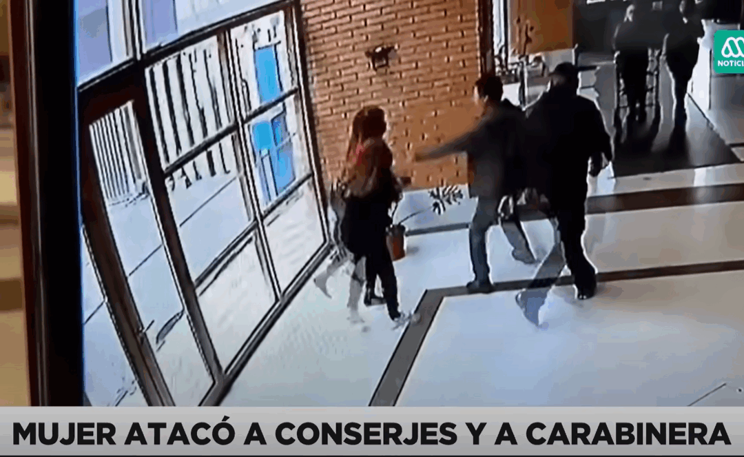 Mujer muerde a una conserje y le da puñetazo a una carabinera en edificio de Santiago